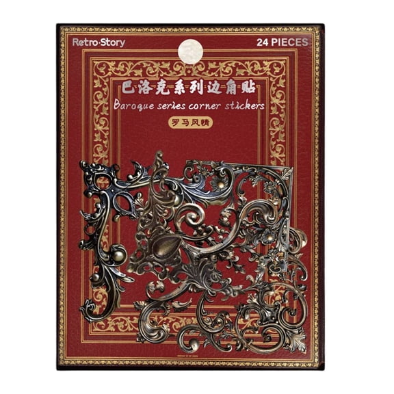 24 Sheets/Pack Baroques Series Corner Stickers Paper Labels Journal Sticker