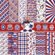 24 Sheets Patriotic Pattern Paper, 12x12 inch American National Day Textured Double Sided Craft Paper for DIY Background Card Making Scrapbook Photo Album Decorations