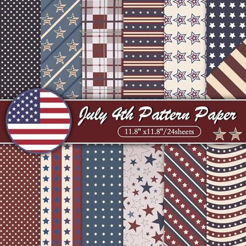 24 Sheets Patriotic Scrapbook Paper 12x12 Vintage Double Sided ...