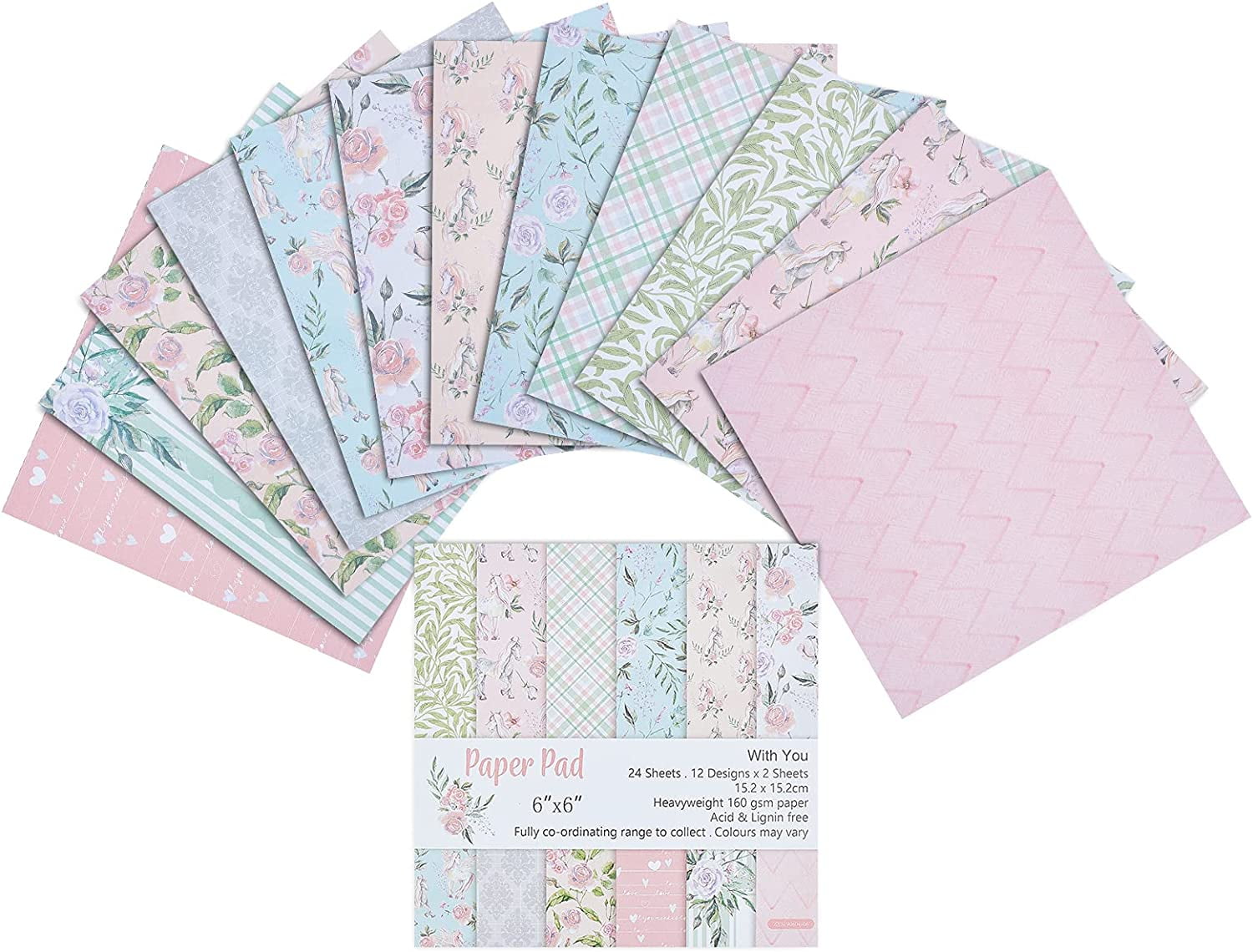 Patterned Paper Pad Scrapbook Paper Pack 24 Sheet Single-Sided