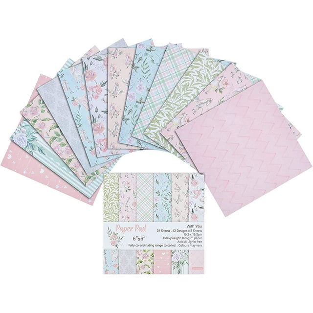 24 Sheets Pattern Paper Pack Floral Cardstock Papers Pad Decorative ...