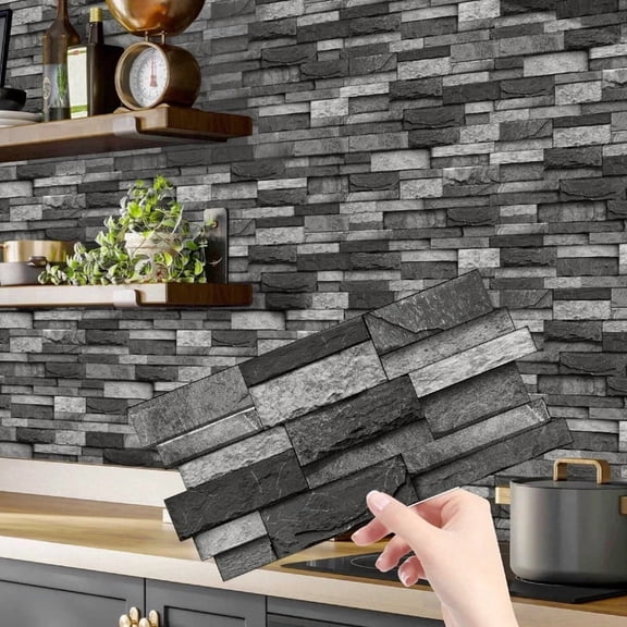 24 Sheets Peel and Stick Wall Tiles, 4.7"×9.7" Self Adhesive Backsplash, Waterproof Removable Stick-on Tile Panels, DIY Decor for Kitchen, Bathroom and Home Wall Renovation