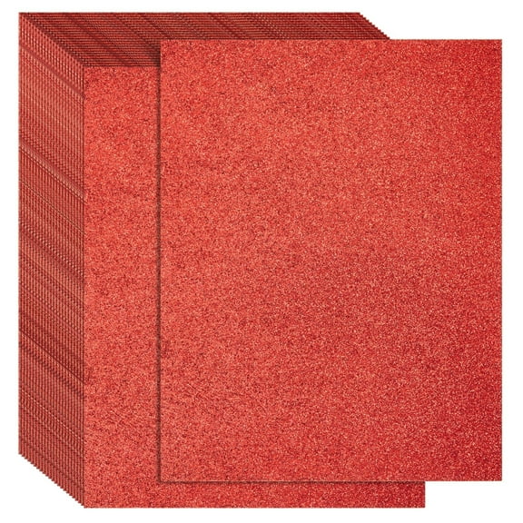 Bright Creations 24 Sheets Red Glitter Cardstock Paper 8.5 x 11 for Scrapbooking, DIY Projects, Arts and Crafts (280gsm) - Red Shimmer Cardstock - Glitter Paper