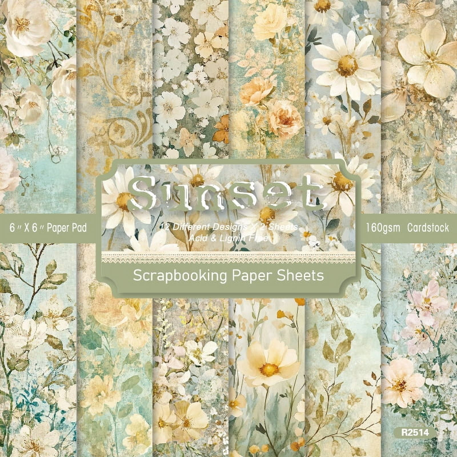 24 Sheets Scrapbook Paper, 6 x 6 Inch Vintage Origami Paper Craft ...