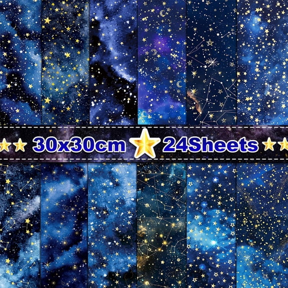 24 Sheets Scrapbook Paper Pad, 12 x 12 Inches Origami Decoupage Patterned Craft Paper Supplies for Art Journaling Wrapping Junk Journal Card Making Gift Photo Album