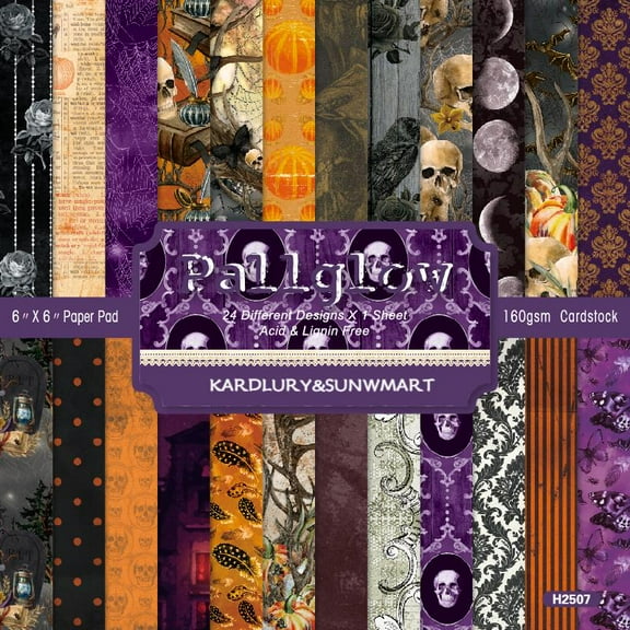 24 Sheets Scrapbook Paper Supplies, 6'' x 6'' Cardstock Origami Decoupage Paper for Junk Journal Photo Album Planner Arts Crafts