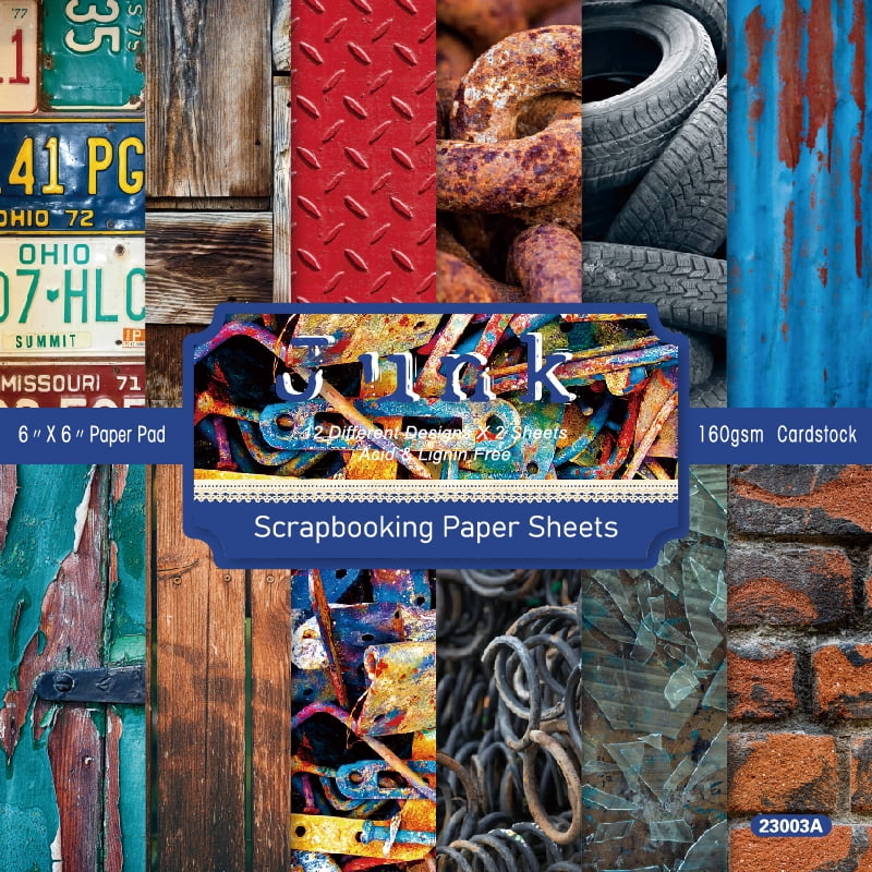 24 Sheets Scrapbook Paper Supplies, 6 x 6 Inch Colored Decoupage ...