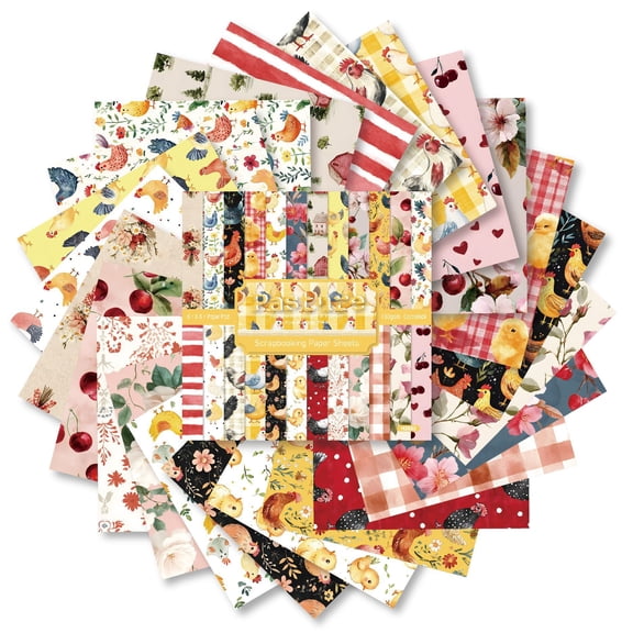 24 Sheets Scrapbook Paper for Art Crafts Junk Journal Supplies, 6'' X 6'' Origami Decoupage Paper for Photo Album Card Making