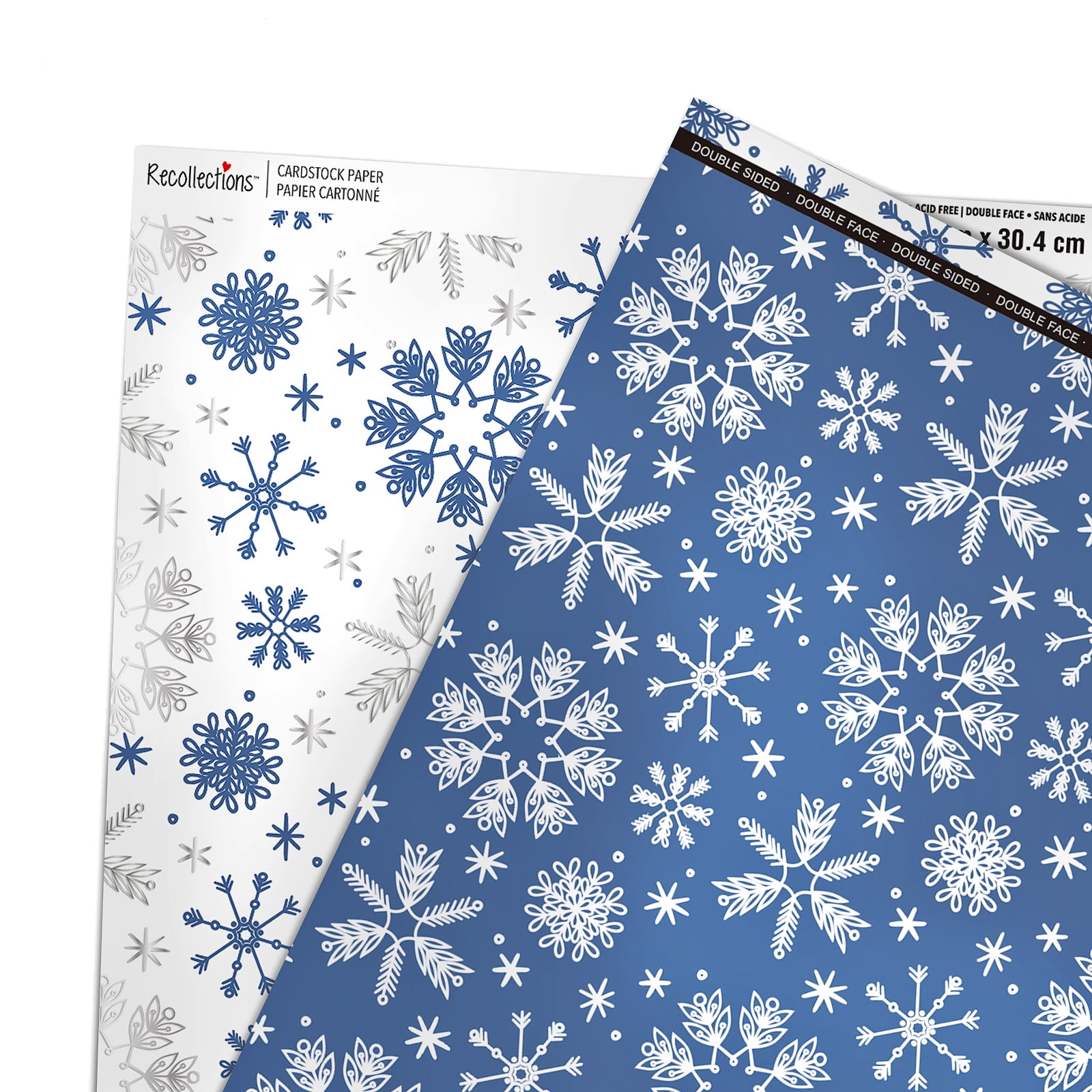 Recollections 24 Sheets Snowflakes 12" x 12" Double-Sided Cardstock Paper - Acid & Lignin Free Paper for Scrapbooks, Arts & Crafts - Bulk Pack