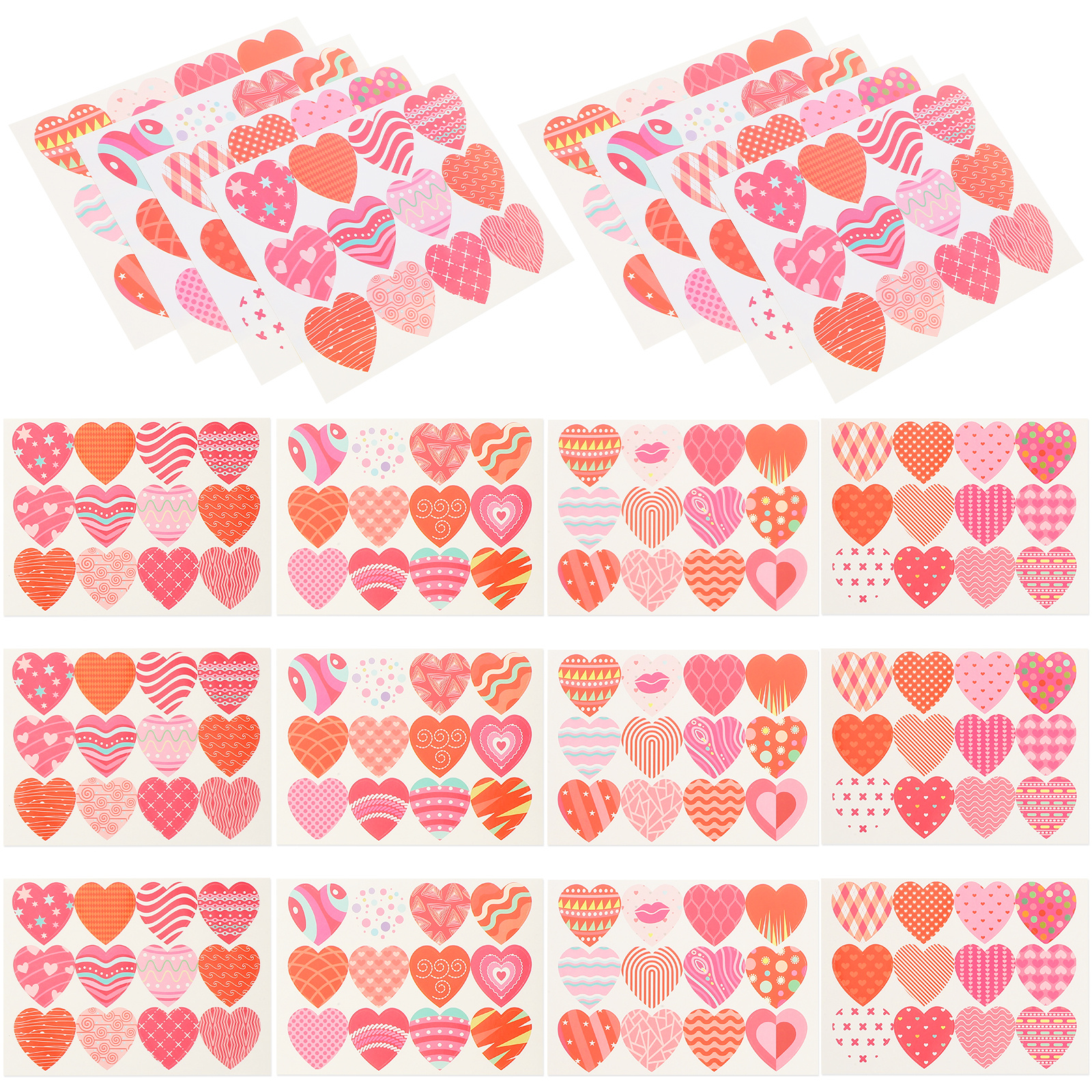 24 Sheets Valentine's Day Heart Labels DIY Decals Decorative Label