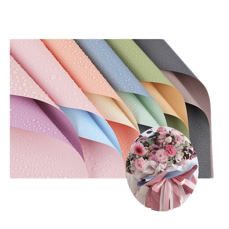 24 Sheets Waterproof Fresh Flowers Wrapping Paper, 6 Kinds Double-Sided  Packaging Bouquet Paper,Multicolor 22.8 x 22.8
