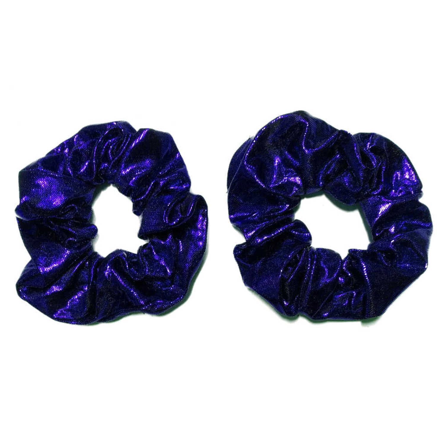 24 Shiny Royal Blue Scrunchies - stretchy shiny metallic scrunchies