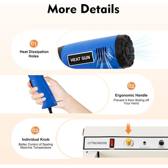 24'' Shrink Wrap Machine,1 Second-Sealing Commercial Packaging Sealing Machine with Heat Gun&Film,Shrink Film Heat Sealer Machine for PP, PE, PVC&POF$$Tools & Hardware Other