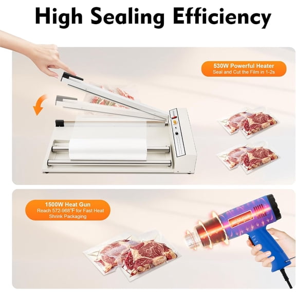 24" Shrink Wrap Sealer, 530W Film Heat Sealing Machine with 1500W Heat Gun,I-Bar Shrink Wrap Machine, Adjustable Shrink Wrap Sealer, Shrink Film Suit for PVC POF Film$$Tools & Hardware Other