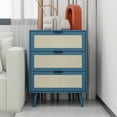 thumbnail image 1 of Rattan Storage Nightstand, 3 Drawers Free-Standing Nightstand for Bedroom, Living Room, Study, Blue, 1 of 7