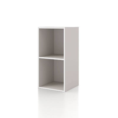 24" Silkpath Modern 2 Cube Stackable and Modular Bookcase Black: Open Shelving, MDF Wood