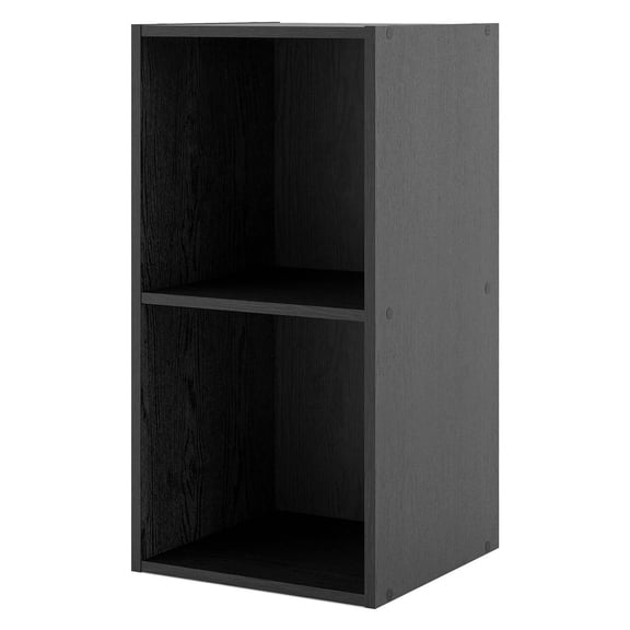 24" Silkpath Modern 2 Cube Stackable and Modular Bookcase Black: Open Shelving, MDF Wood