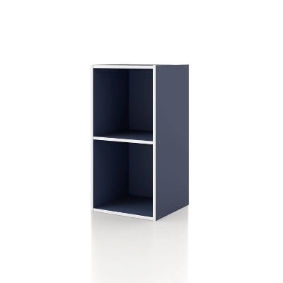 24" Silkpath Modern 2 Cube Stackable and Modular Bookcase Black: Open Shelving, MDF Wood