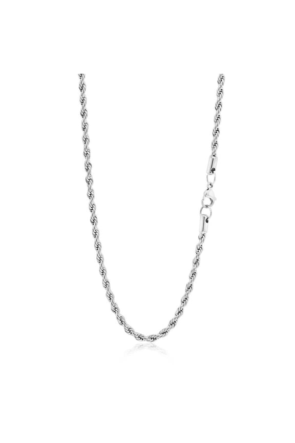 24 inches Silver Color Stainless Steel French Rope Chain Necklace with Lobster Clasp