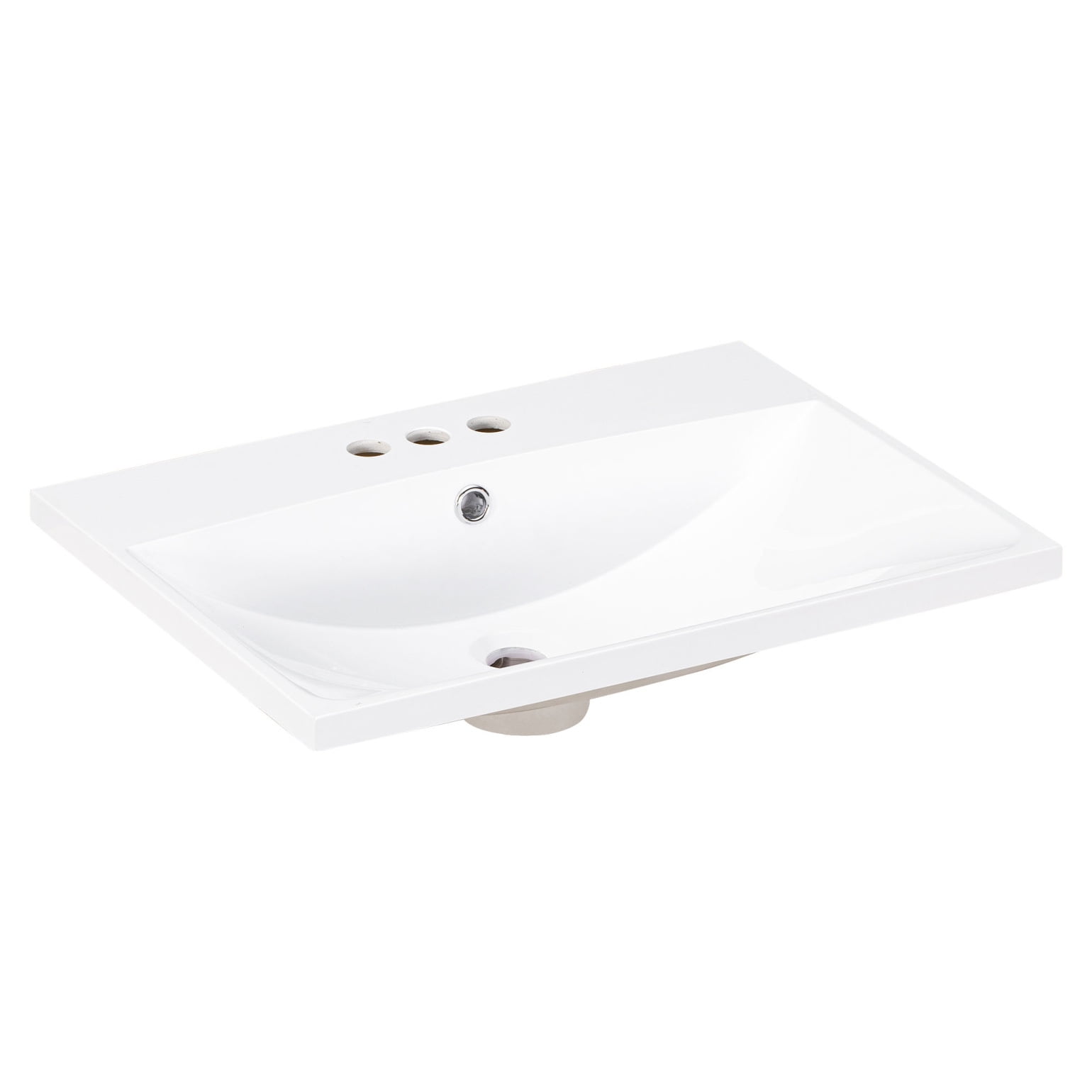 24 in. Ceramic Vanity Top with 3-Faucet Holes with White Basin 24 in. Ceramic Vanity Top with 3-Faucet Holes with White Basin