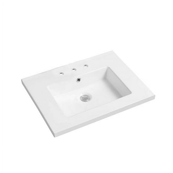 24" Single Ceramic Sink Top with 1-hole Faucet Hole