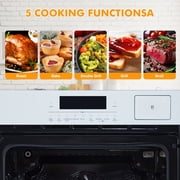 24 Single Electric Wall Oven with Convection Feature, 2.5 Cu.Ft. Stainless Steel Built-In Electric Oven with 108 Smart Menus, 8 Baking Modes, Timer, Safety Lock for Kitchen