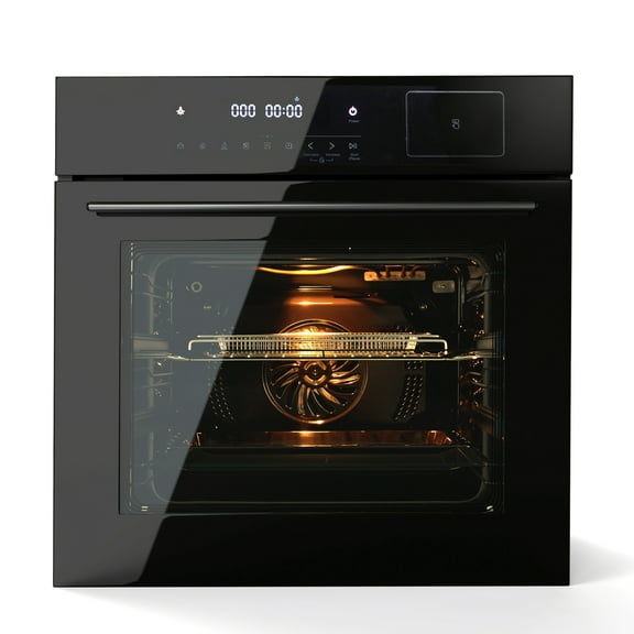 Aoile 24" Single Wall Oven, 3000W 2.5 Cu.Ft. Built-in Electric Oven with 4 Cooking Functions & 108 Automatic Recipes