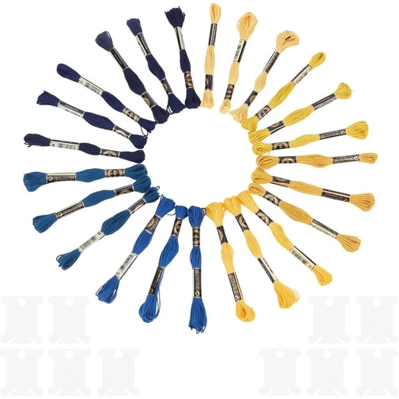 24 Skeins 6 Strands Colorful Embroidery Thread Christmas Stitch Yarn Threads Bulk Polyester Friendship Bracelets String with 12 Floss Bobbins