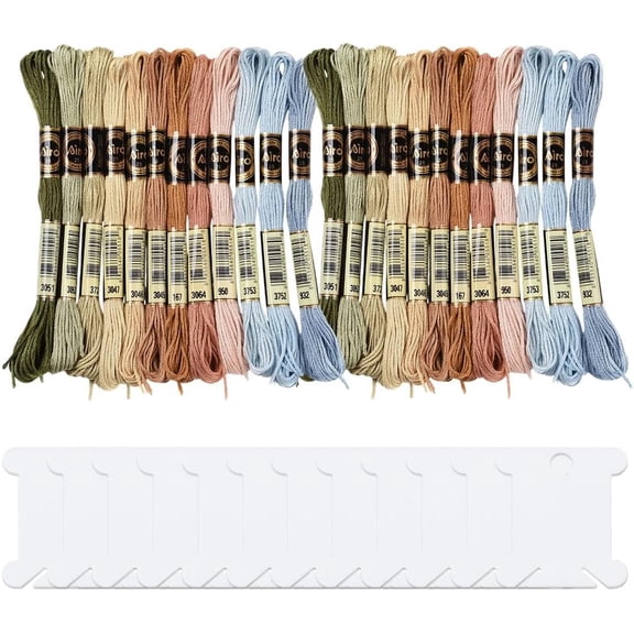 24 Skeins 6 Strands Colorful Variegated Embroidery Thread Floss Stitch Threads Gradient Friendship Bracelets Yarn String Bulk with Floss Bobbins for Hand Sewing knitting Crafts Crochet