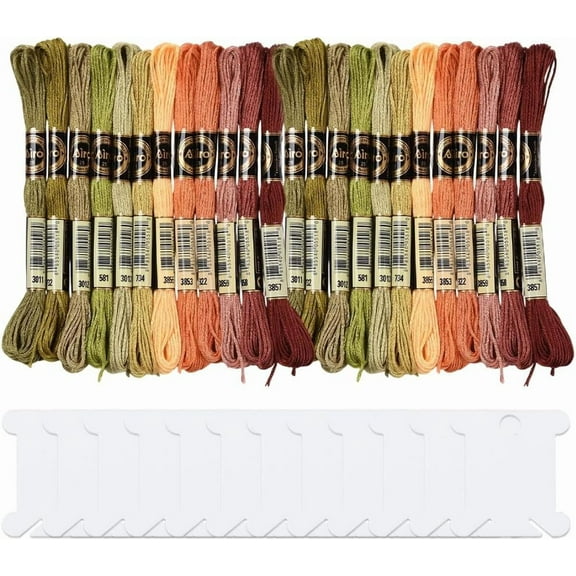 24 Skeins 6 Strands Variegated Colorful Embroidery Floss Stitch Threads Gradient Friendship Bracelets Yarn String Bulk with Floss Bobbins