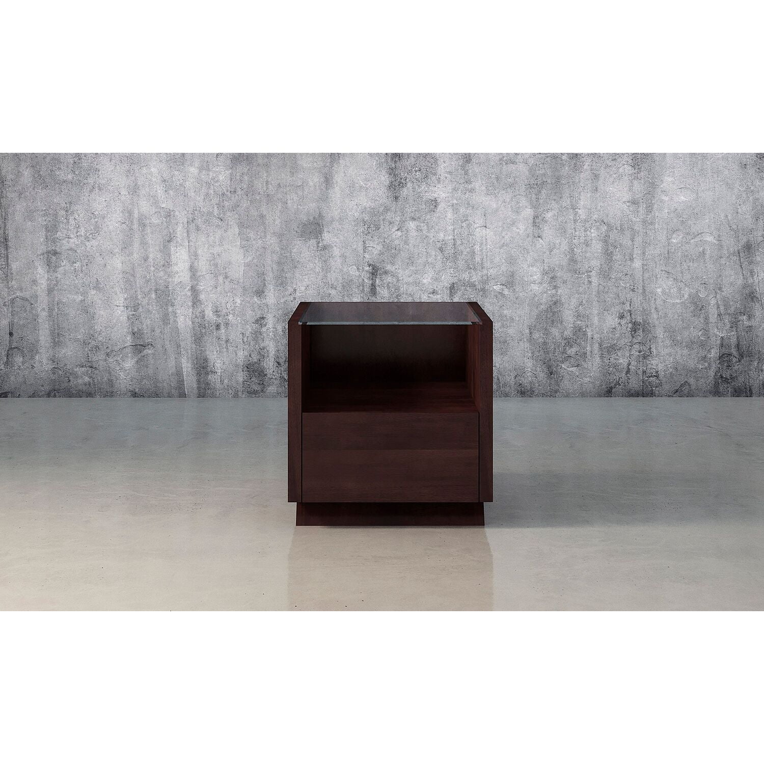 Sleek Modern Wenge Wood & Glass Square End Table with Storage
