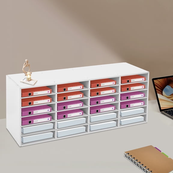 24-Slot 6 Tiers Paper & Mail Organizer with Adjustable Shelves 100*30*42cm for Home or Office