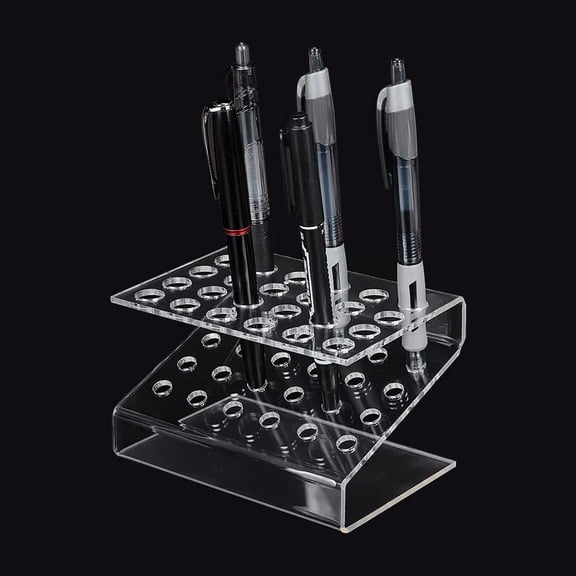 24-Slot Acrylic Pen Holder Organizer Clear Pencil Display Stands Pencil Holder Eyebrow Pen Stand Makeup Brush Rack Organizer Art Brush Rack for DIY