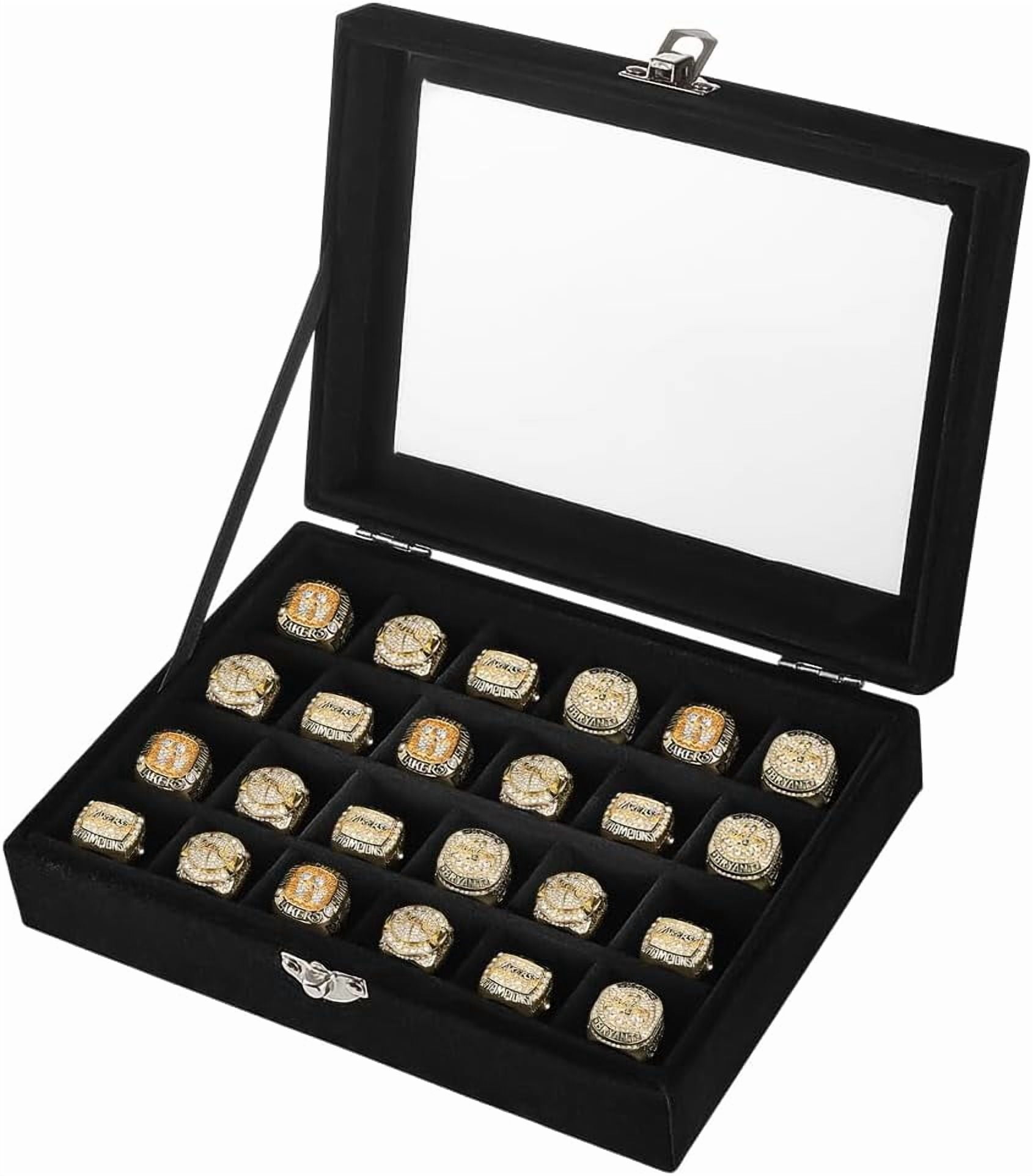 24-Slot Championship Ring Display Case Velvet Championship Ring Box ...