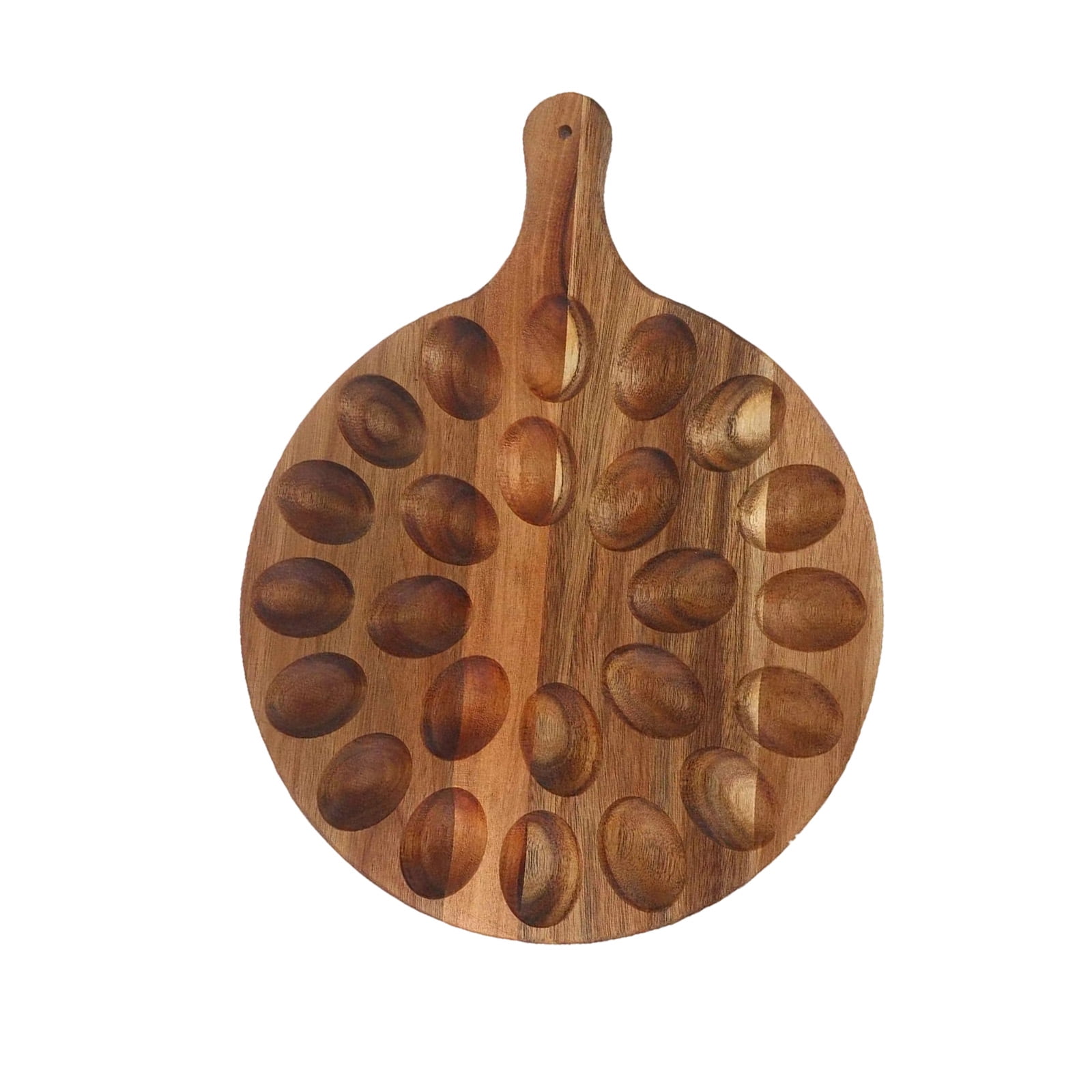 24-Slot Deviled Egg Platter, Reversible Wood Charcuterie Board, Easter Egg Tray with Handle for Kitchen, Parties & Holiday Festivities