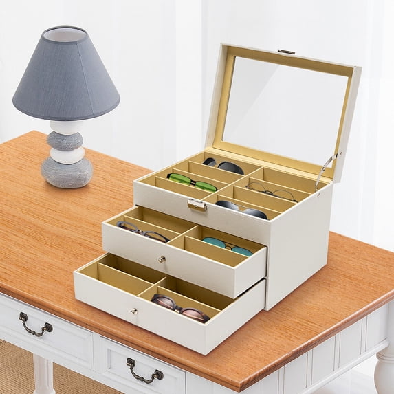 24-Slot Glasses Storage Display Case Organizer Box For Sunglasses Eyeglass Gift