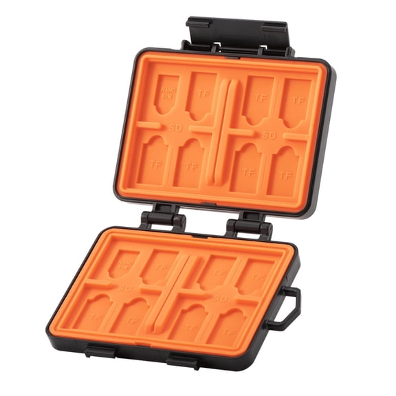 24-Slot Memory Card Storage Case for SD, TF, and Nano SIM Cards Waterproof, Dustproof, Anti-Shock Holder with Hanging Loop for DJI, GoPro, Insta360 Cameras & Drones