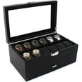 thumbnail image 1 of 24 Slot Plastic Watch Storage Box Display Case Orgarnizer with Glass Top for Men Black, 1 of 8