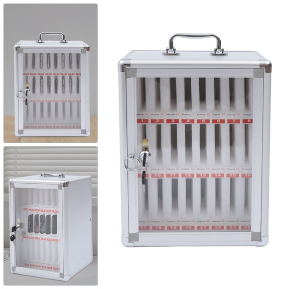 24 Slots Aluminum Alloy Cell Phone Lock Box, Cell Phone Locker Storage Cabinet, Freestanding/Wall-Mounted