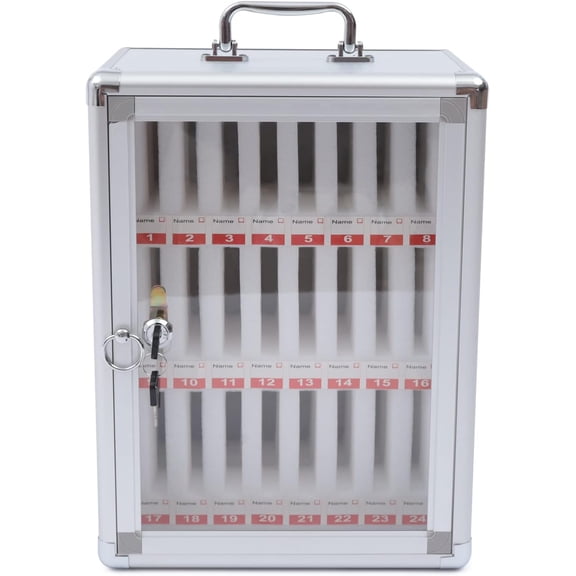 24 Slots Cell Phone Lock Box Wall-Mounted Cell Phone Storage Cabinet Acrylic Stainless Steel with Door Locks and Keys Cell Phone Holder Transparent Cell Phone Locker for Office Classroom (24 Slots)