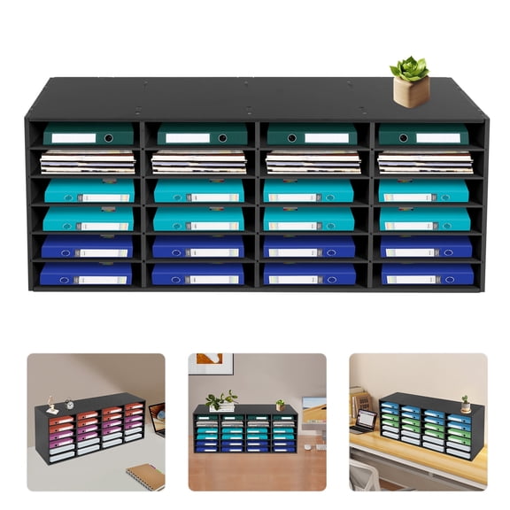 24 Slots Compartments Adjustable Literature Organizer for Home & Office Desktop File Sorter Mail Center Paper Storage Cabinet Mailbox School Classroom Keepers