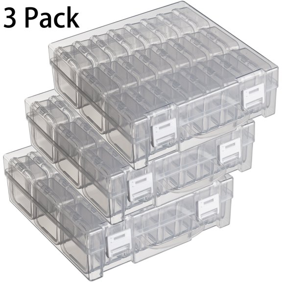 24 Slots Diamond Painting Bead Storage Containers, Bead Organizer Box, Diamond Painting Art Accessories Boxes Craft Bead Storage Box Organizer Bead Organizers and Storage for Rhinestones (3 Pack)