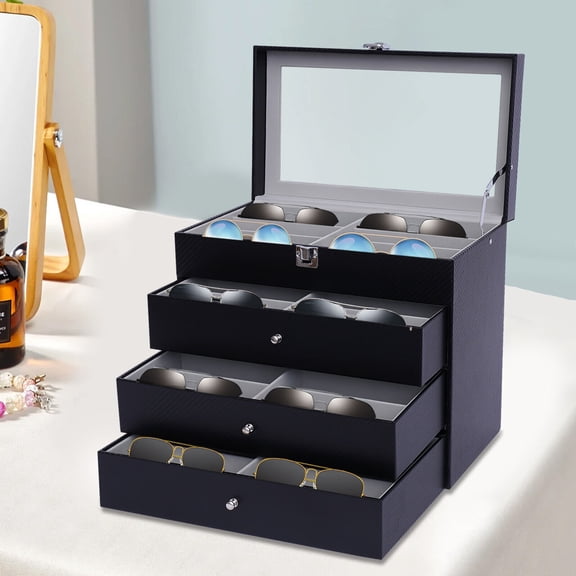 24 Slots Glasses Display Storage Case Box Organizer For Sunglasses Eyeglass 4 Layer 24 Slots Eyeglass Sunglasses Glasses Storage Box Display Case Organizer Eyeglass Sunglasses Glasses Storage Display