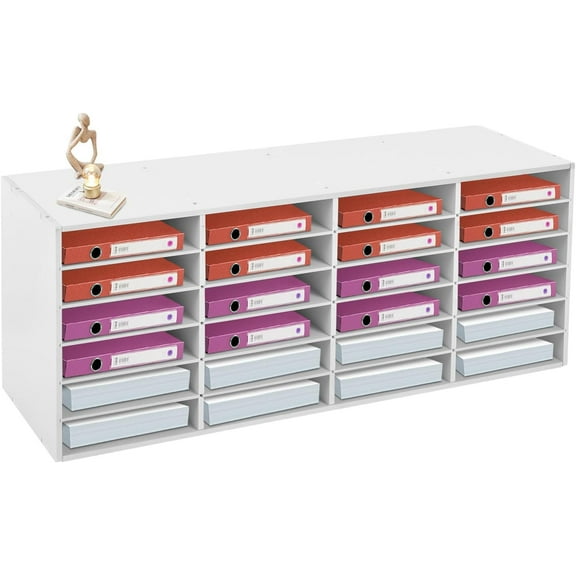 24 Slots Paper Mail Organizer, Literature Organizer for Classroom, Desktop File Sorter for Office, Mail Center Paper Storage for Home & Office Mailbox School Classroom Keepers (White)