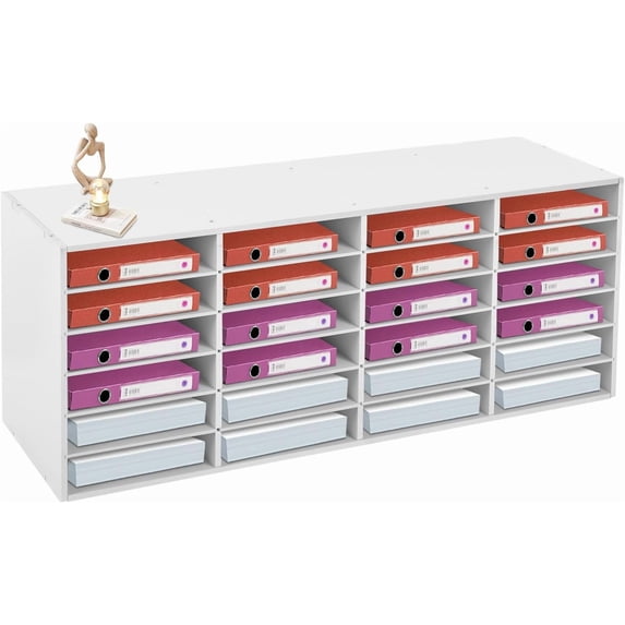 24 Slots Paper Mail Organizer, Literature Organizer for Classroom, Desktop File Sorter for Office, Mail Center Paper Storage for Home & Office Mailbox School Classroom Keepers (White)