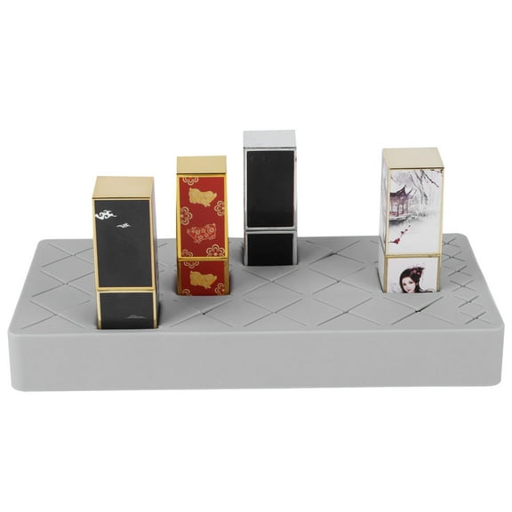 24 Slots Silicone Lipstick Organizer Makeup Cosmetics Holder Storage Box Display StandGray