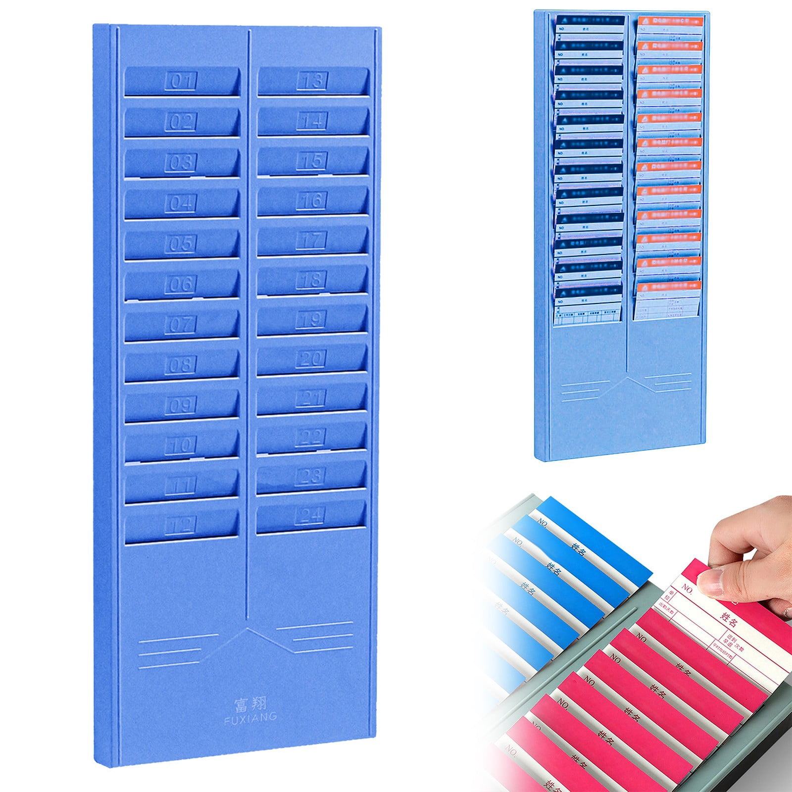 24 Slots Time Card Organizer 1 Pack, Wall Mount Plastic Holder for ...