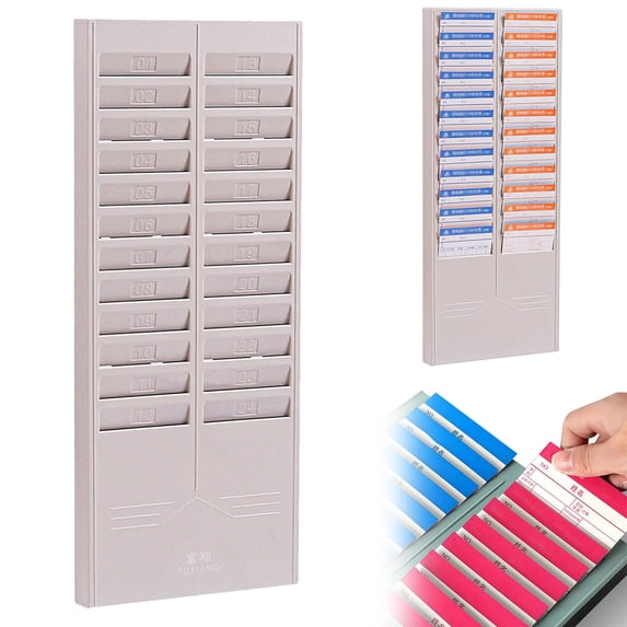 Stack Card Pouch 24 Slots Time Card Organizer 1 Pack, Wall Mount Plastic Holder for ...