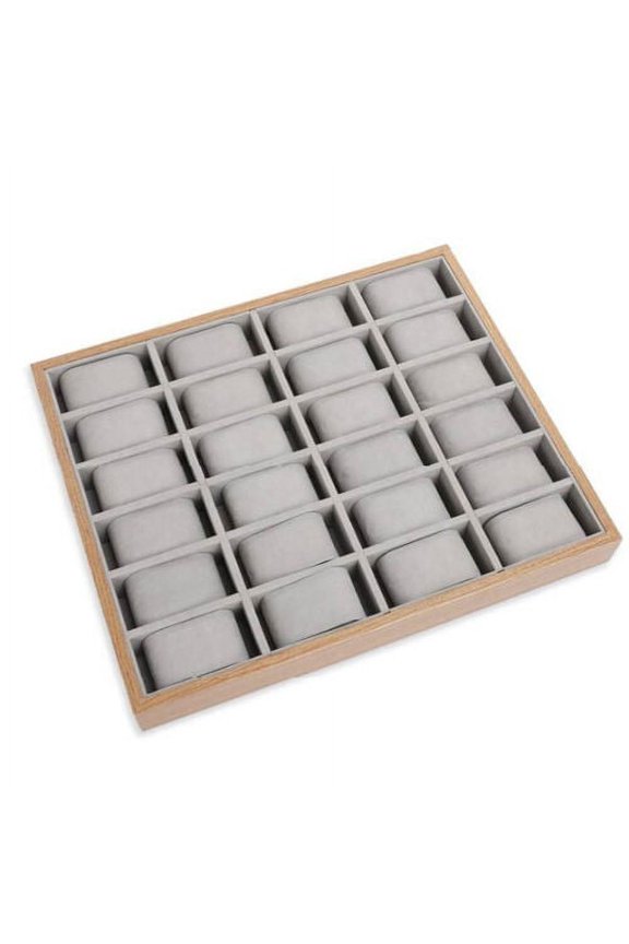 24 Slots Watch Display Box Wooden Jewelry Storage Case Organizer Tray Retail
