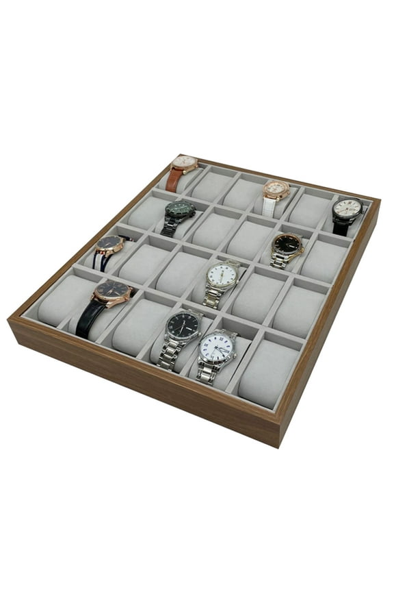24 Slots Wooden Watches Holder Watch Display Case Wood Storage Box for Collectors and Retailers